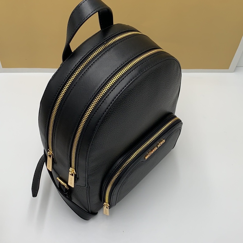 Michael Kors Jaycee Medium ZIP POCKET Pebbled Leather BackpackBLACK COL… - Picture 8 of 15